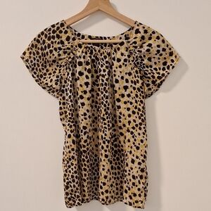 Ann Taylor Animal Print Blouse - Black and Tan